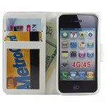Wholesale iPhone 4S 4 Slim Flip Design Wallet Case (Flower)